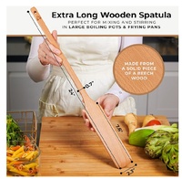 Pagaie en bois pour la cuisson Cuillère en bois longue et robuste pour grands pots Pagaie d'agitation en bois
