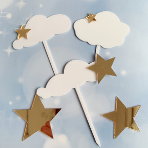 Decoración de Pastel con Nubes y Estrellas Acrílicas, Set de Adornos para Celebración de Cumpleaños - Product Image 4