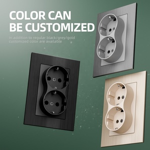Nero grigio oro doppia presa elettrica 2 in 1 presa di corrente a muro in alluminio pannello Schuko doppia presa per EU spina 16A 210V ~ 250V - Product Image 2