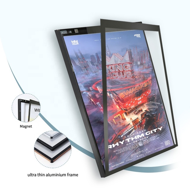 Shuntai Square Wall Mount Indoor Aluminum Magnetic LED Light Box High Brightness Decorative Slim Poster Frame Model ST-MF-815