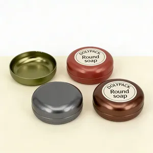 Envase Portátil de Aluminio Reutilizable Personalizado con Etiqueta Adhesiva para Jabón Redondo - Product Image 1