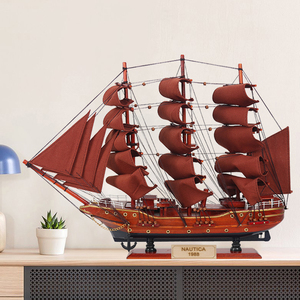 Personnalisez votre logo Modèles de voiliers de style méditerranéen Bateau en bois massif Voile lisse Artisanat Décoration de la maison Cadeau Modèle Navire - Product Image 3