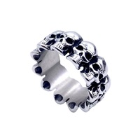 Bague Crâne Vintage pour Homme, Entièrement Pavée de Pierres, en Acier Inoxydable 316L, Style Gothique Punk, Pièce Détachante