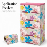 Étiquettes adhésives en PET à transfert thermique à motif floral avec support en silicone, étiquette personnalisée pour l'emballage