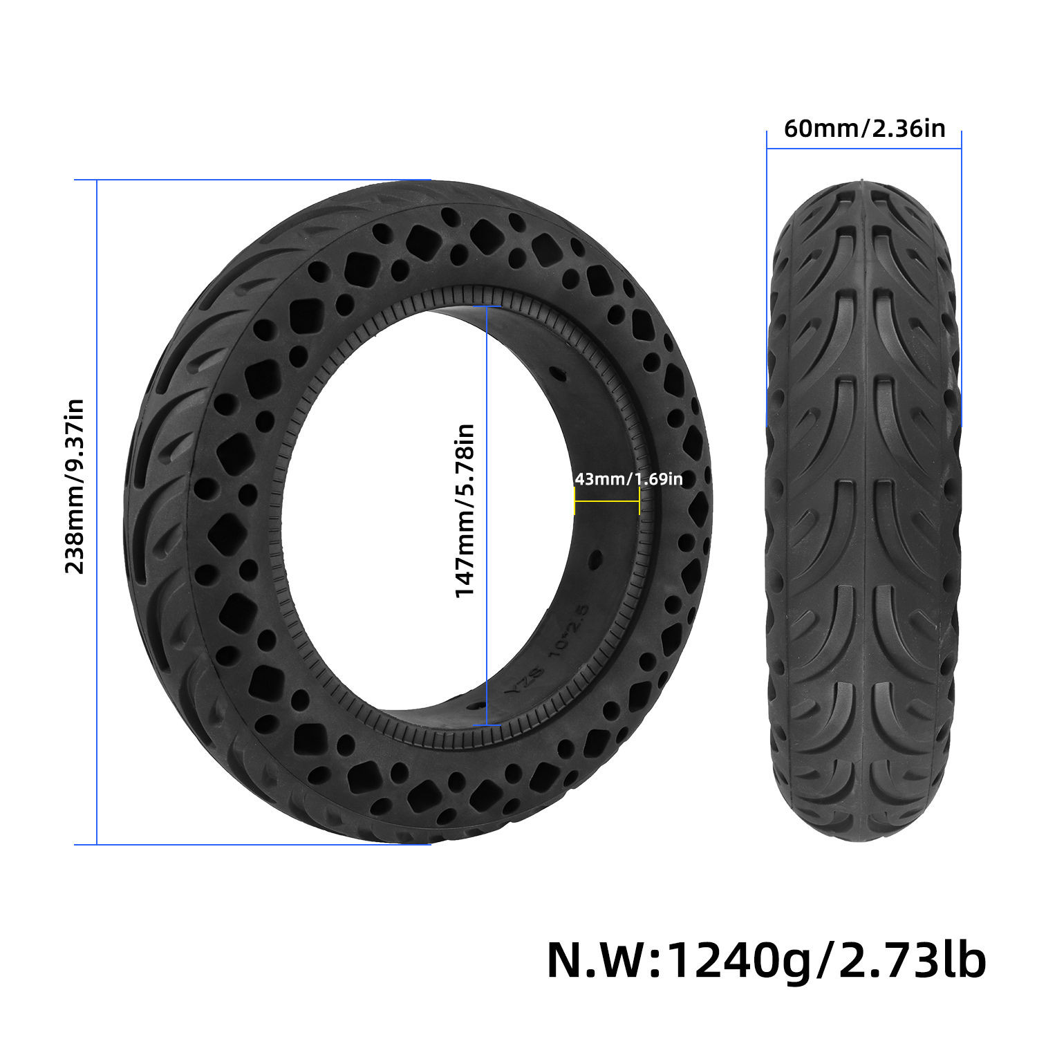 ยางตัน 10*2.5
