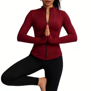 Custom Your Logo Women's Seamless Full-Zip Yoga - Slim Fit Thumb Hole Activewear Top <b>Cycling</b> & Fitness Wear Fashion - Product Image 3