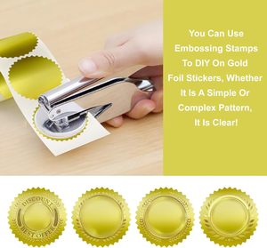 Sellos en relieve con borde dentado, pegatinas autoadhesivas, etiquetas para certificados, pegatinas <span class=keywords><strong>de</strong></span> lámina dorada para invitaciones <span class=keywords><strong>de</strong></span> boda - Product Image 3