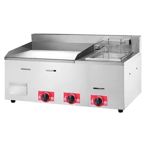 GH-728 Keuken Apparatuur Tafel Top Propaan Tenpanyaki Gas Bakplaat Met Friteuse