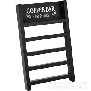 ชั้นวางแคปซูลกาแฟไม้ 4 ชั้น 22.6x3x35.5 ซม. ที่เก็บของบนโต๊ะ ตกแต่งบาร์กาแฟสไตล์ฟาร์มเฮาส์ - Product Image 5