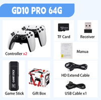 Console de jeu sans fil GD10 PRO 2,4 GHz avec deux manettes, prise en charge 64G/128G/256G, stick de jeu 4K, projecteur TV, manette de jeu