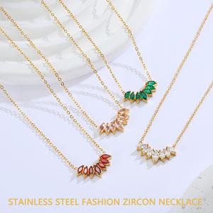 Özel kadın klasik buğday küba bağlantı kolye paslanmaz çelik zincir zirkon nazarlık altın kaplama Trendy elmas Encrusted - Product Image 3