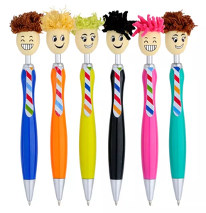 Cute Cartoon Mop Doll Heads Handsome Tie penna a sfera Kawaii Figure Hair Top Mopper Pen pubblicità plastica plastica ricarica - Product Image 6