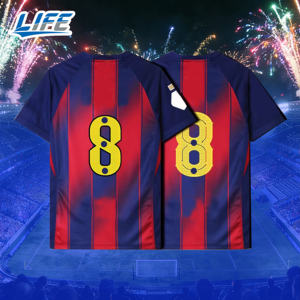 Maillot de football personnalisé édition blanche 2526, version joueur, domicile/extérieur, rouge et bleu, du Camp Nou de Barcelone, numéro 8 - Product Image 1