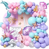 Kit d'arche de ballons sirène, décoration de fête sous-marine avec queue de sirène et coquillages en aluminium, guirlande DIY pour anniversaire et baby shower