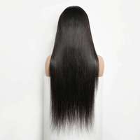 Perruque de cheveux humains lisses de 30 pouces, perruque frontale en dentelle HD transparente 13x6, cheveux longs et raides noirs naturels, perruque sans colle pour femmes