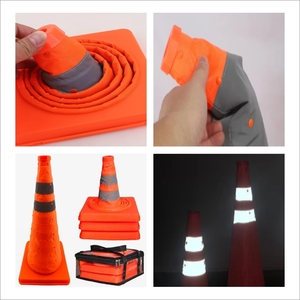 Yol Güvenliği için Yansıtıcı Yaka Detaylı Çok Amaçlı Katlanabilir Trafik Güvenlik Konileri, Otoparklar için Turuncu Koniler - Product Image 2