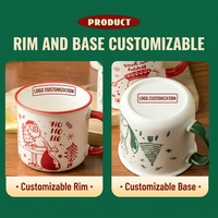Ensemble de tasses en céramique de Noël avec logo personnalisé, luxe léger, blanc avec couvercle, pour femmes, café, thé, cadeau de fête