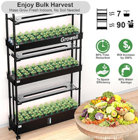 Système hydroponique en tour, 90 pods, jardin vertical, 2 modes d'éclairage, lumière de croissance, circulation d'eau automatique, 40L, alimenté par batterie, herbes d'intérieur