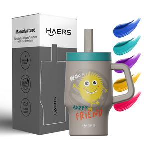 ヘアーズ 480ml 業務用 大容量 食品グレード 保温 キッズタンブラー ストローとハンドル付き BPAフリー - Product Image 2