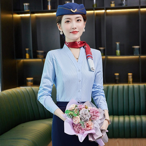 Uniforme Professionale da Assistente di Volo per Accademia di Aviazione, Abbigliamento da Lavoro ODM a Maniche Lunghe in Spandex per Saloni di Bellezza e Gioiellerie - Product Image 2