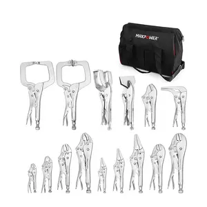 Maxpower Woodwork 15pcs Locking Pliers Set Vice Grip C Clamps Tool Set With Tool Bag