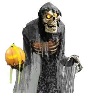 HLC Spirit Halloween Animatronic vendedor Reaper Scythe Ghost Prop Interior Exterior ornamento Horror Zombie animado LED esqueleto - Product Image 5