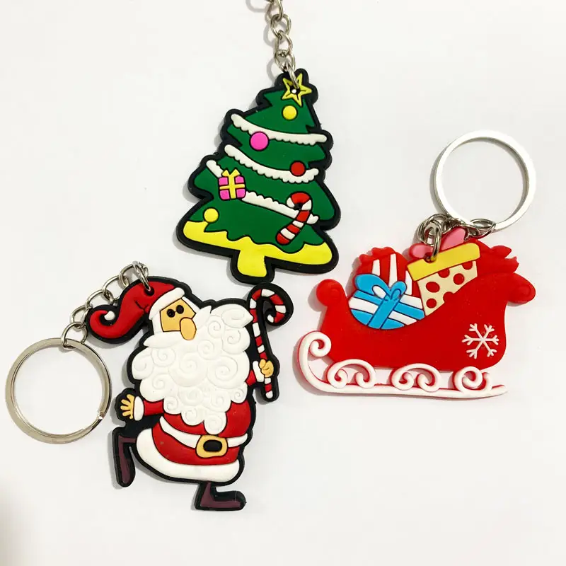 3D PVC Key Chain Custom Soft Flexible Brand Logo Keyring Promotional Items Christmas Gifts crafts In stock