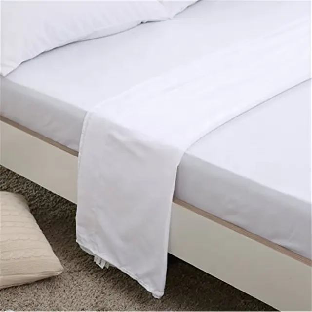Cheap hot sale polyester cotton white percale hotel bedsheet fabrics