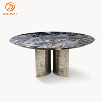 Foshan Luxuriöser Künstlerischer Glas-Marmor Runder Esstisch Luxuriöse Italienische Möbel Esszimmer-Sets
