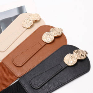 Cinturón de PU de Diseño Vintage Personalizado JULUN, de Alta Calidad, 6 cm de Ancho, Elástico, con Hebilla de Moneda Dorada, Accesorio de Moda - Product Image 5