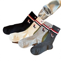 Chaussettes mi-mollet en coton boutonnées, style preppy, tendance, à rayures européennes, richement brodées, motif chiot TB, best-seller de l'été