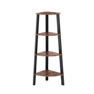 <strong>Industrial</strong> <strong>Corner</strong> <strong>Shelf</strong> 4 Tier Bookcase Storage Rack Plant Stand for Home Office Wooden <strong>Corner</strong> Wall <strong>Shelves</strong> - Product Image 1