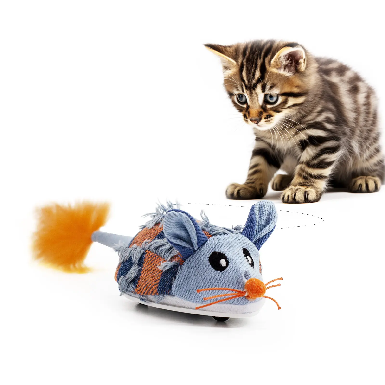 Nuova copertura a quadri imprevedibile in esecuzione giocattolo interattivo per gatti USB carica Shake coda di piume giocattolo automatico per gatti Mouse elettronico