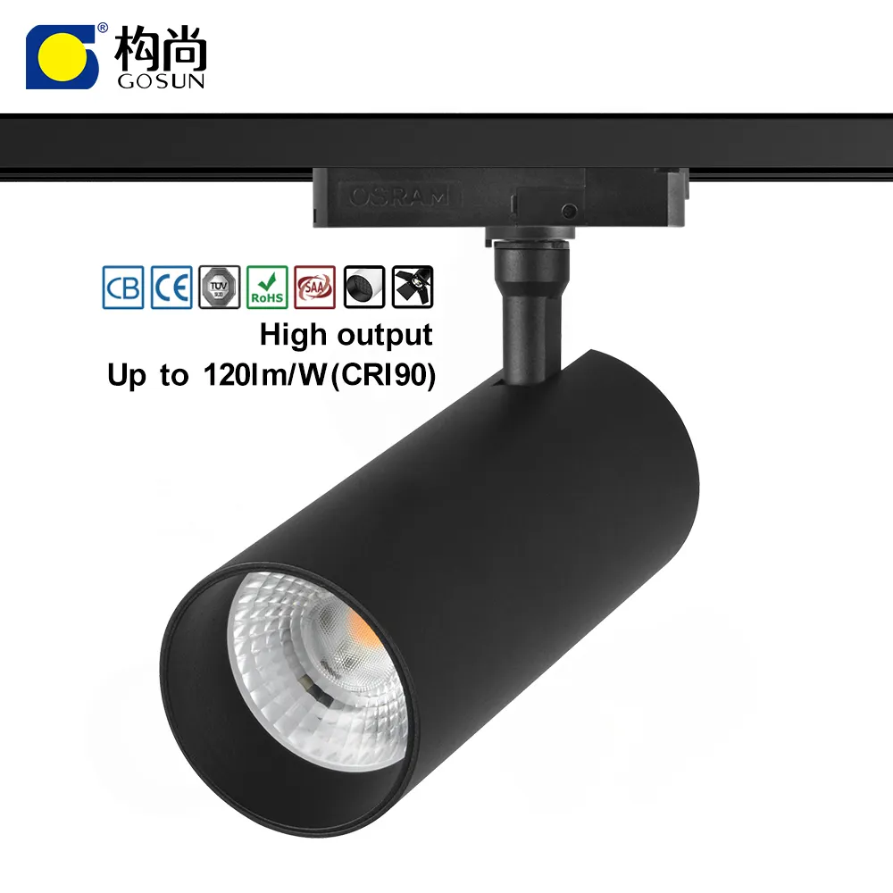 En stock facteur vente directe 20w éclairage mobile plafonnier en aluminium fournisseur led cob couleur réglable éclairage sur rail