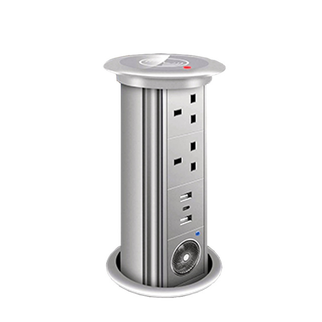 Motorized Pop up Socket Power Strip Sockets UK EU US Germany Retractable Kitchen Outlet With USB Audio and Wireless Charging