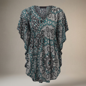 Caftán de lujo para mujer, túnica de club, vestido de fiesta, jersey básico de punto, minivestido de verano con cuello en V, ajustado, estilo imperio - Product Image 3