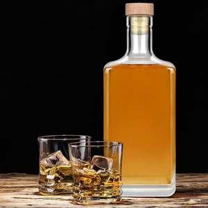 Bouteille en verre vide personnalisée de 500ml verre à silex carré <span class=keywords><strong>Tequila</strong></span> Liqueur Vin Gin Whisky Vodka Bouteille en verre avec couvercle en liège - Product Image 5