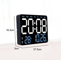 Jam Alarm LED ukuran besar senyap, fitur kustom Digital tampilan minggu elektronik jam dinding Desktop untuk dekorasi ruang tamu