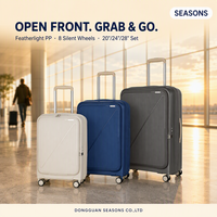 Ensemble de 3 valises trolley à ouverture frontale en PP, légères, avec compartiment pour ordinateur portable 15,6 pouces, approuvées TSA, directement de l'usine OEM