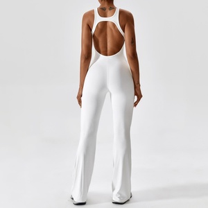 จั๊มสูทออกกำลังกายผู้หญิงแบบชิ้นเดียว ทรงขาบาน กระชับรูปร่าง เหมาะสำหรับออกกำลังกาย โยคะ และเล่นกีฬา ขาจั๊มสูททรงหลวม - Product Image 3