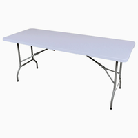 Table de camping pliable en HDPE 180x74x70cm, table de pique-nique portable robuste pour barbecue, plage, jardin