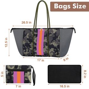 2022 جديد التمويه شريط مخصص الفاخرة السيدات حمل اليد النيوبرين حقيبة تسوق النساء حقائب - Product Image 6