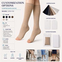 Chaussettes de compression à bout ouvert avec logo pour la collection Confort, pour acheteurs en gros avec service de correspondance des couleurs