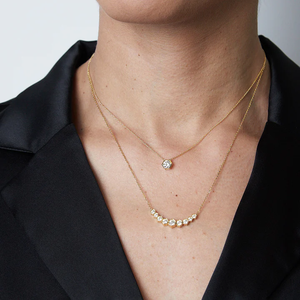 <span class=keywords><strong>Collana</strong></span> Esagonale in Ottone Glitterato <span class=keywords><strong>con</strong></span> Zirconi Taglio Brillante, Placcata in Oro 18K per Occasioni Nuziali Femminili - Product Image 5