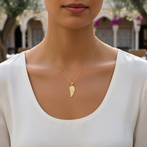Collier pendentif aile d'ange en or massif 14 carats pour femmes bijoux fins avec breloque de protection plaquée or fabriqué en turquie - Product Image 3