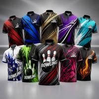 Camiseta de Boliche Cómoda, Transpirable, de Secado Rápido, Resistente, que Absorbe la Humedad, Sublimada, para Hombres, Mujeres y Jóvenes