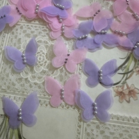 Accessoire coréen DIY fait main, applique papillon 3D en organza à double perle, à coudre pour vêtements et chapeaux d'enfants