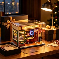 Ensemble de blocs de construction pour adultes avec éclairage LED, modèle de magasin de disques rétro, jouets anti-stress DIY pour adultes, cadeaux en gros OEM/ODM