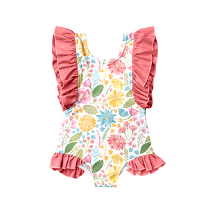 Vestido de Niña con Estampado Floral de Seda de Leche, Vestido de Verano sin Mangas con Volantes para Niñas, OEM ODM, Vestido Personalizado para Niña Pequeña - Product Image 3