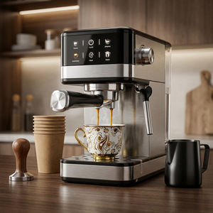 <span class=keywords><strong>Cafetera</strong></span> Espresso Eléctrica <span class=keywords><strong>Italiana</strong></span> Semiautomática para Uso Doméstico, Compacta, de Alta Calidad, de Acero Inoxidable, con Espumador de Leche - Product Image 1